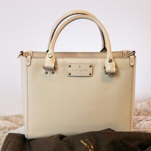 Kate Spade Small Wellesley Quinn Ivory Leather Tote/Crossbody Convertible Bag